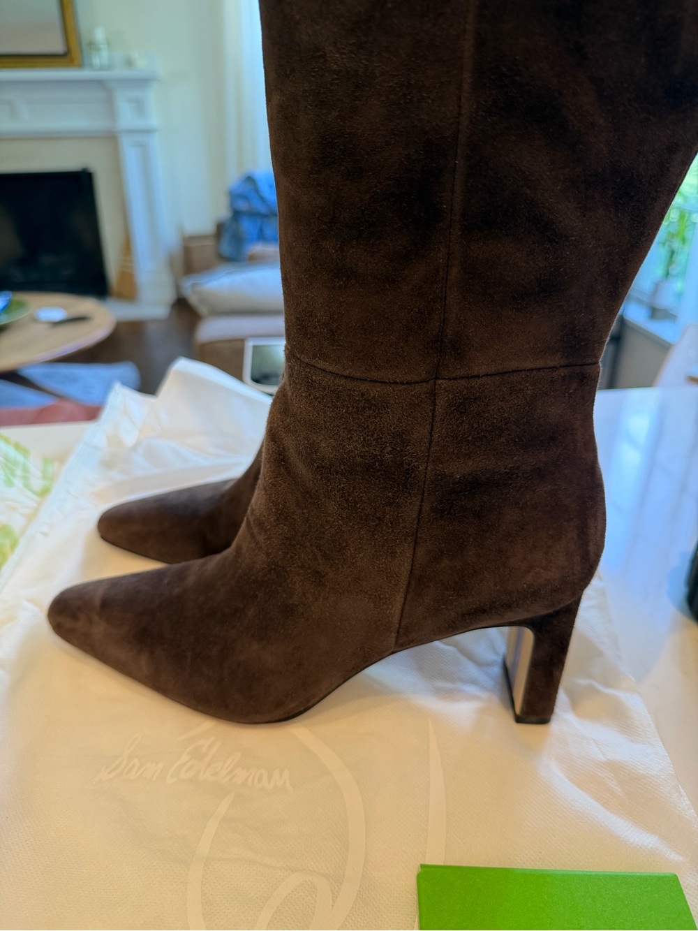 Sam Edelman Sylvia chocolate Brown Suede Knee-High Women's Boots - Picture 6 of 11